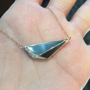 14k rose gold Hematite and diamond necklace